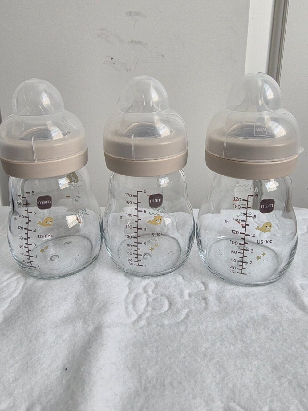 NEW Mam 6 oz Glass Bottle pack of 3 no BOX